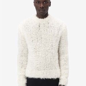 AMIRI cream white feathered crew mohair sweater